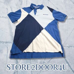 Tommy Hilfiger Mens M Polo Shirt Short Sleeve White and Blue Argyle Pattern